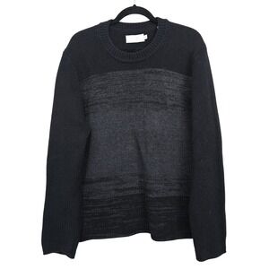 Vince Blue Gray Stripe Crewneck Sweater Wool Yak Blend Mens Large Preppy Classic